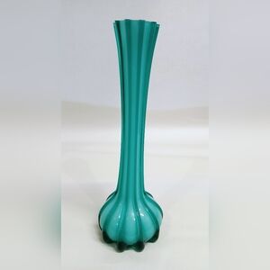 Elegant Vintage Teal Glass Vase